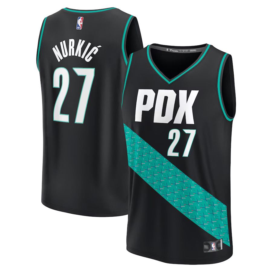 Men Portland Trail Blazers 27 Jusuf Nurkic Fanatics Branded Black City Edition 2022-23 Fastbreak NBA Jersey